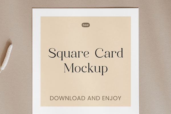 Top View of Square Card Mockup FREE PSD