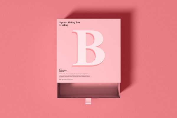 Top View of Square Sliding Box Mockup FREE PSD