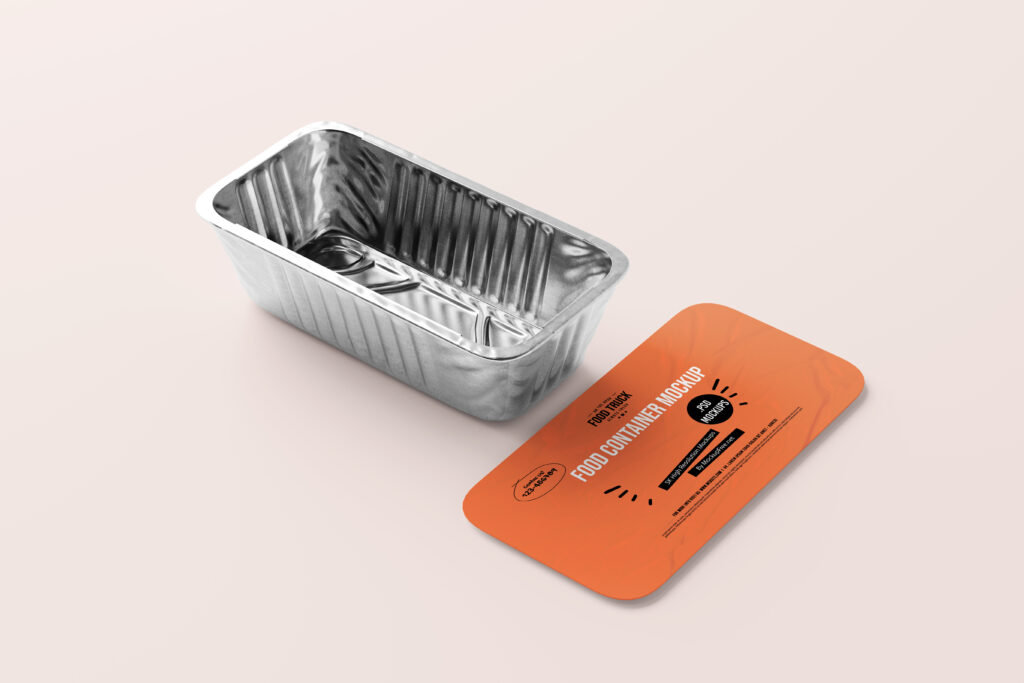 10 Shots of a Rectangular Aluminum Food Container Mockup FREE PSD