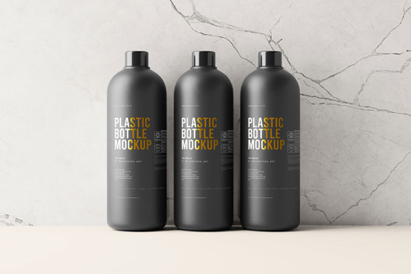 10 Shots of Black Plastic Bottle Mockup FREE PSD