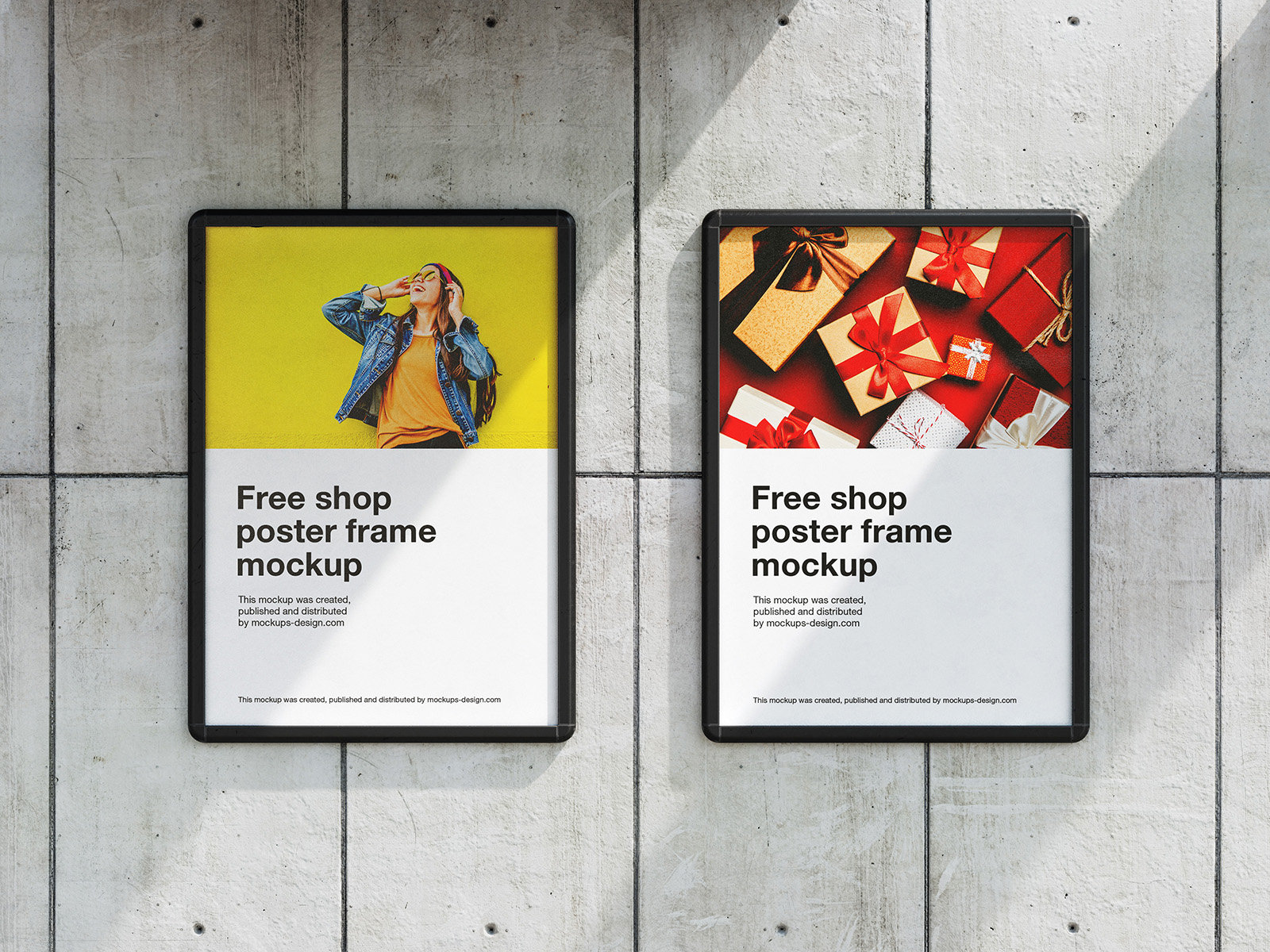2 Mockups of Street Poster Frame on Wall FREE PSD