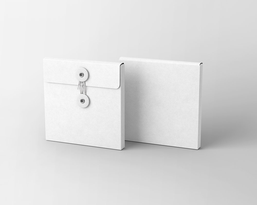 2 Square String Envelopes Mockup in Perspective View FREE PSD