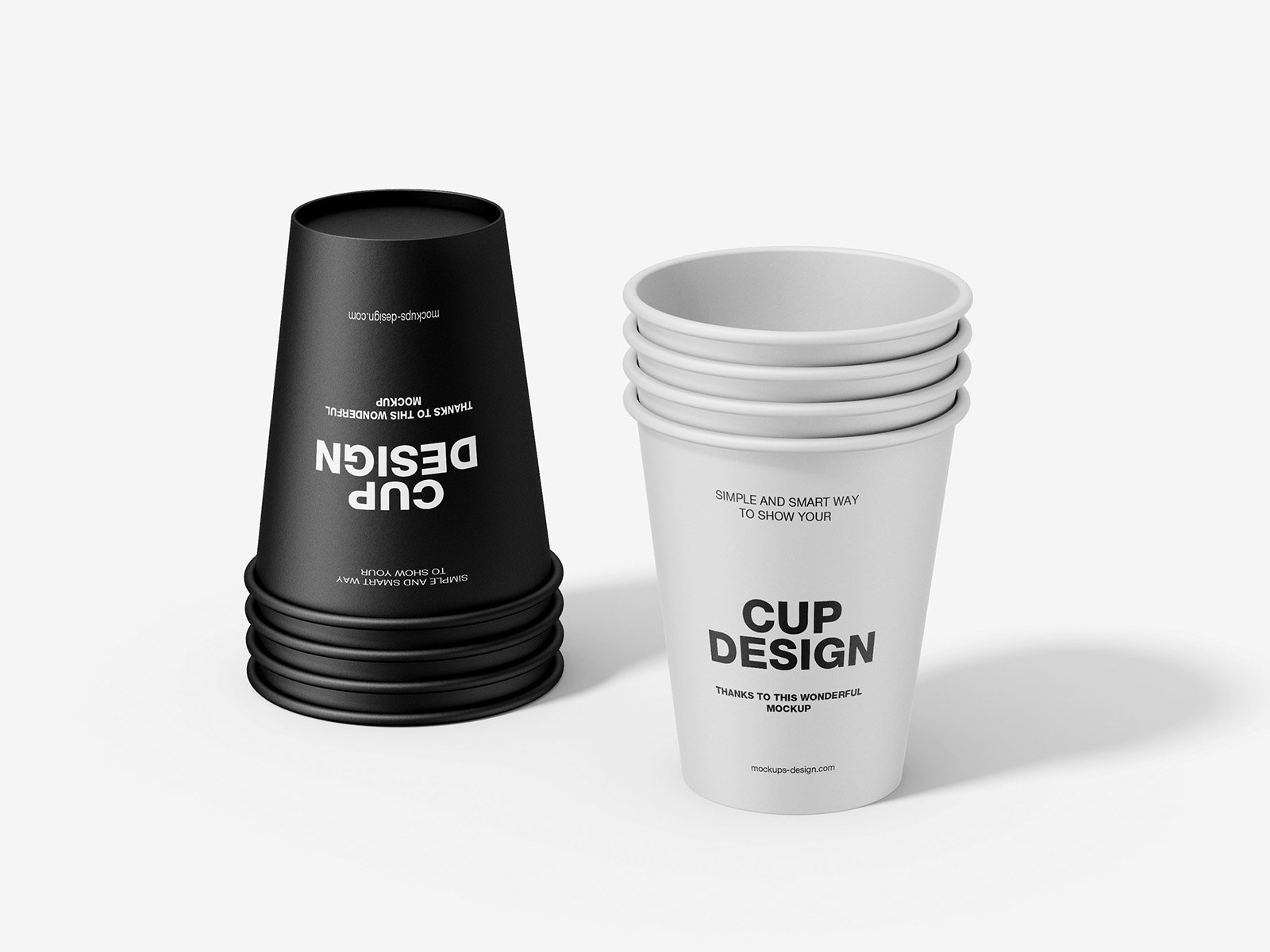 4 Stacked Paper Cups Mockup in Front View FREE PSD