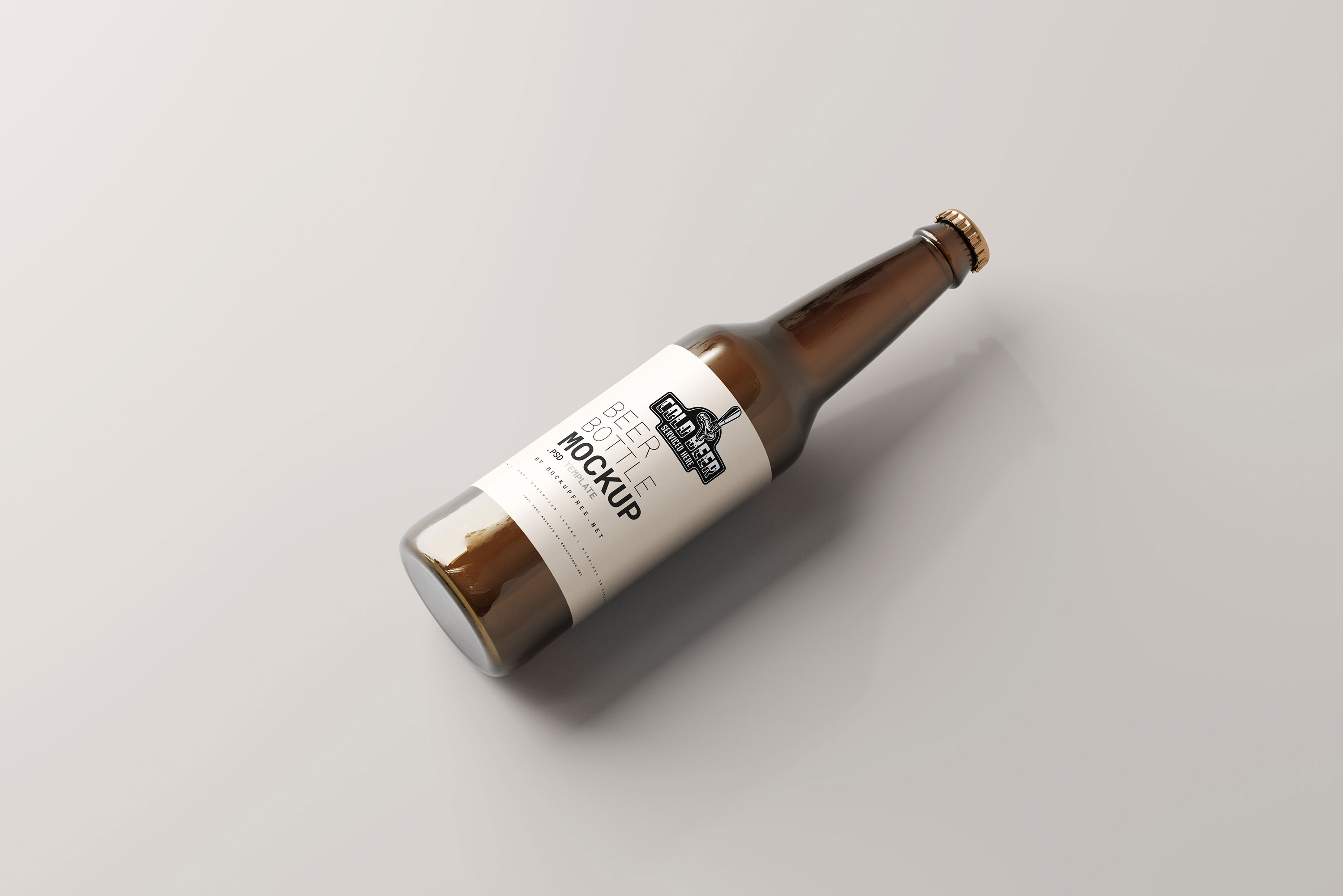 5 Angles of Amber Beer Bottle Mockup FREE PSD