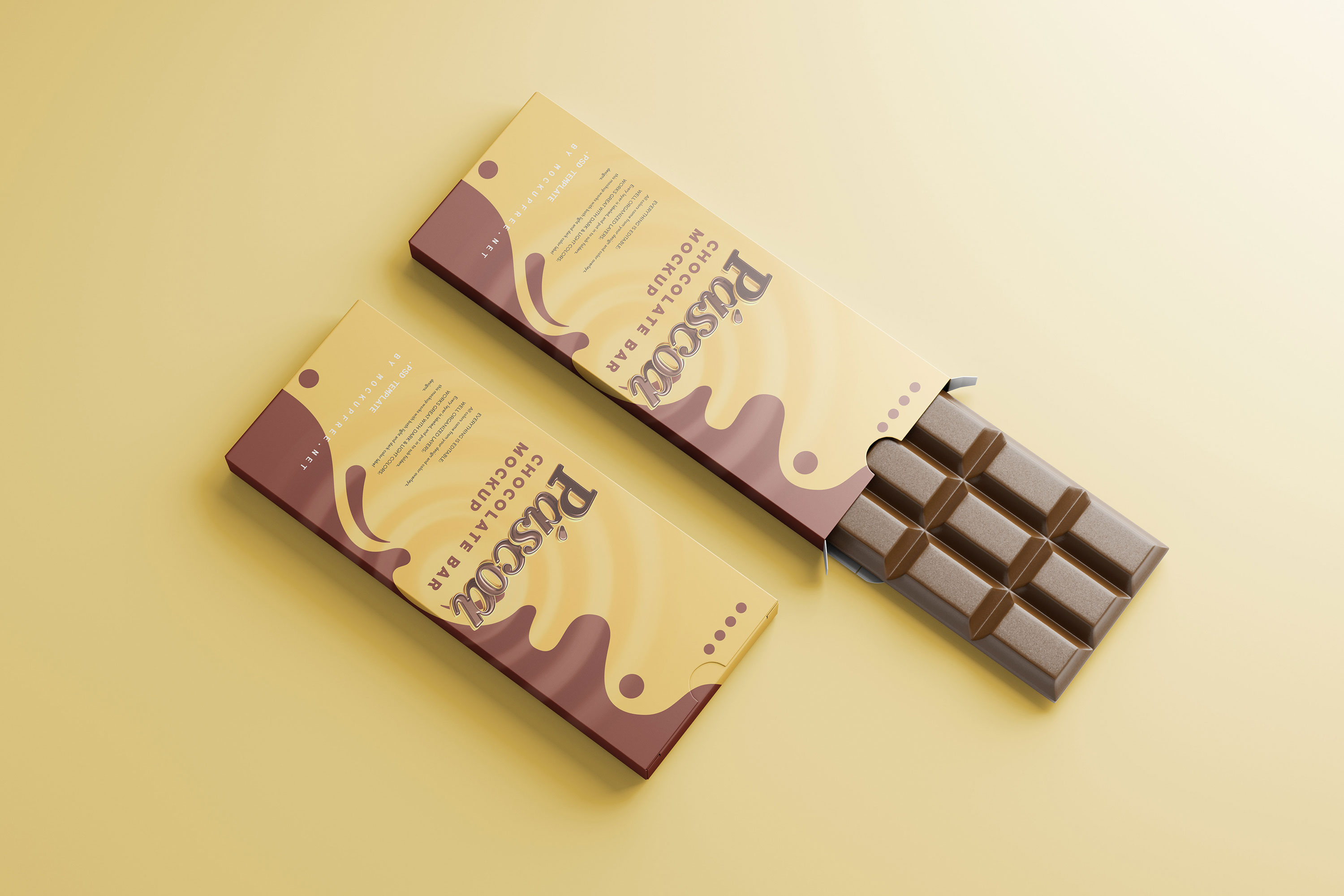 5 Shots of Cocoa Chocolate Bar Mockup FREE PSD