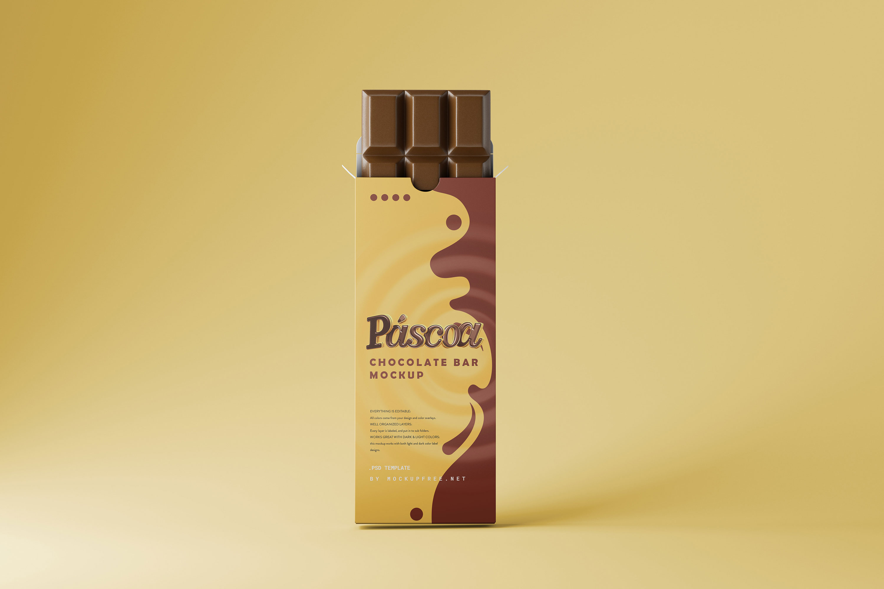 5 Shots of Cocoa Chocolate Bar Mockup FREE PSD