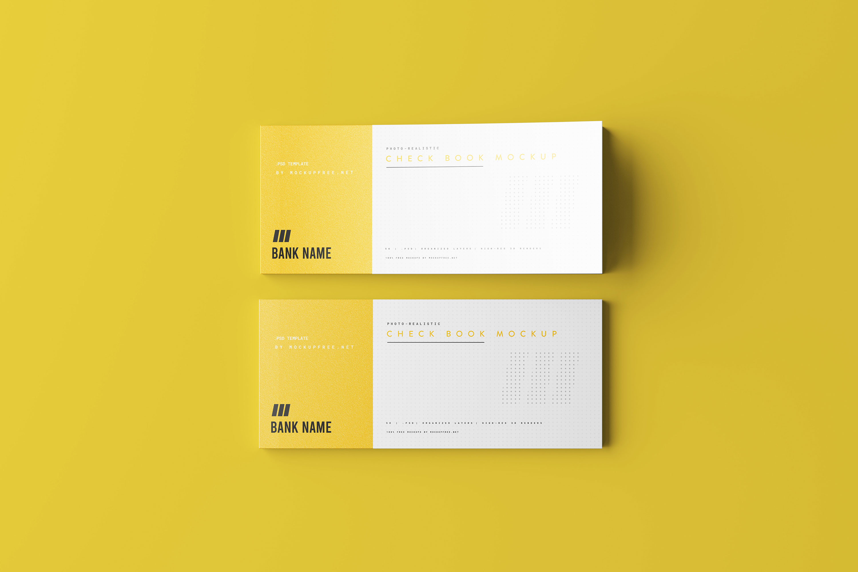 6 Different Views of Paper Check Book Mockups FREE PSD