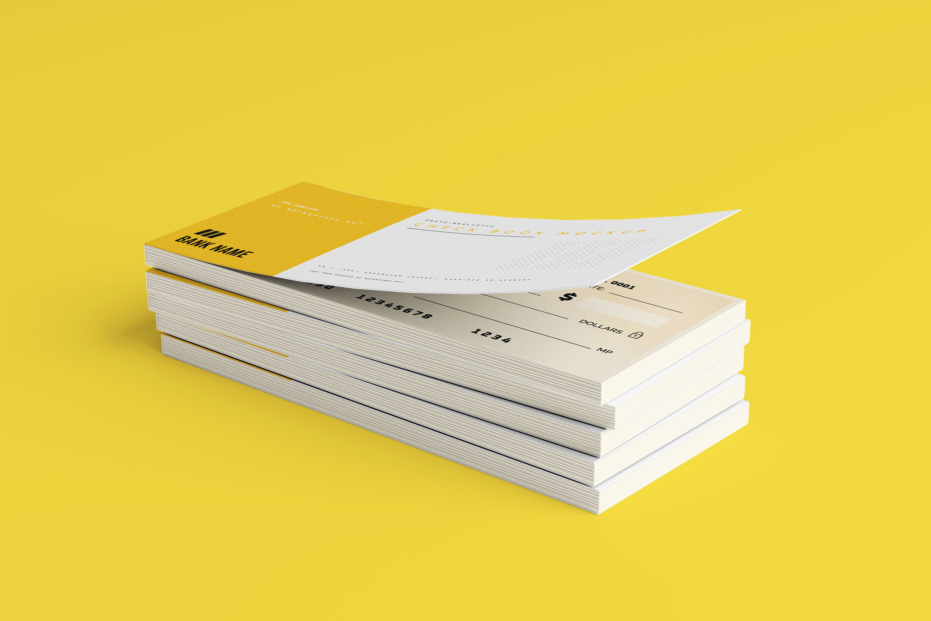 6 Different Views of Paper Check Book Mockups FREE PSD