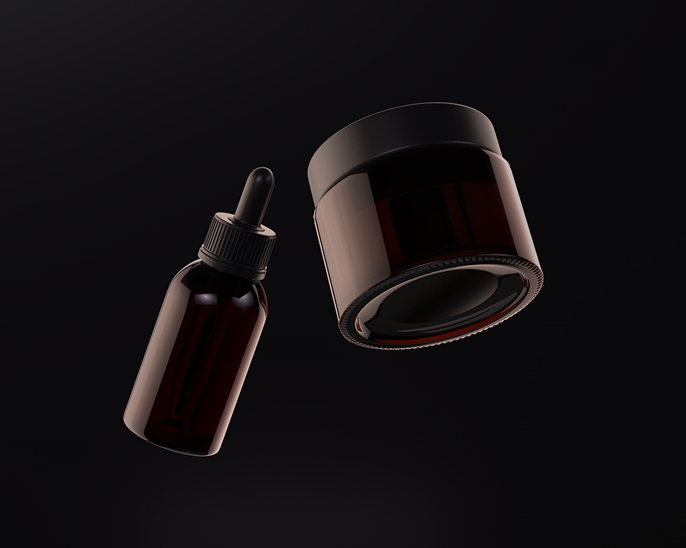 Front Sight of Amber Jar and Dropper Mockup FREE PSD
