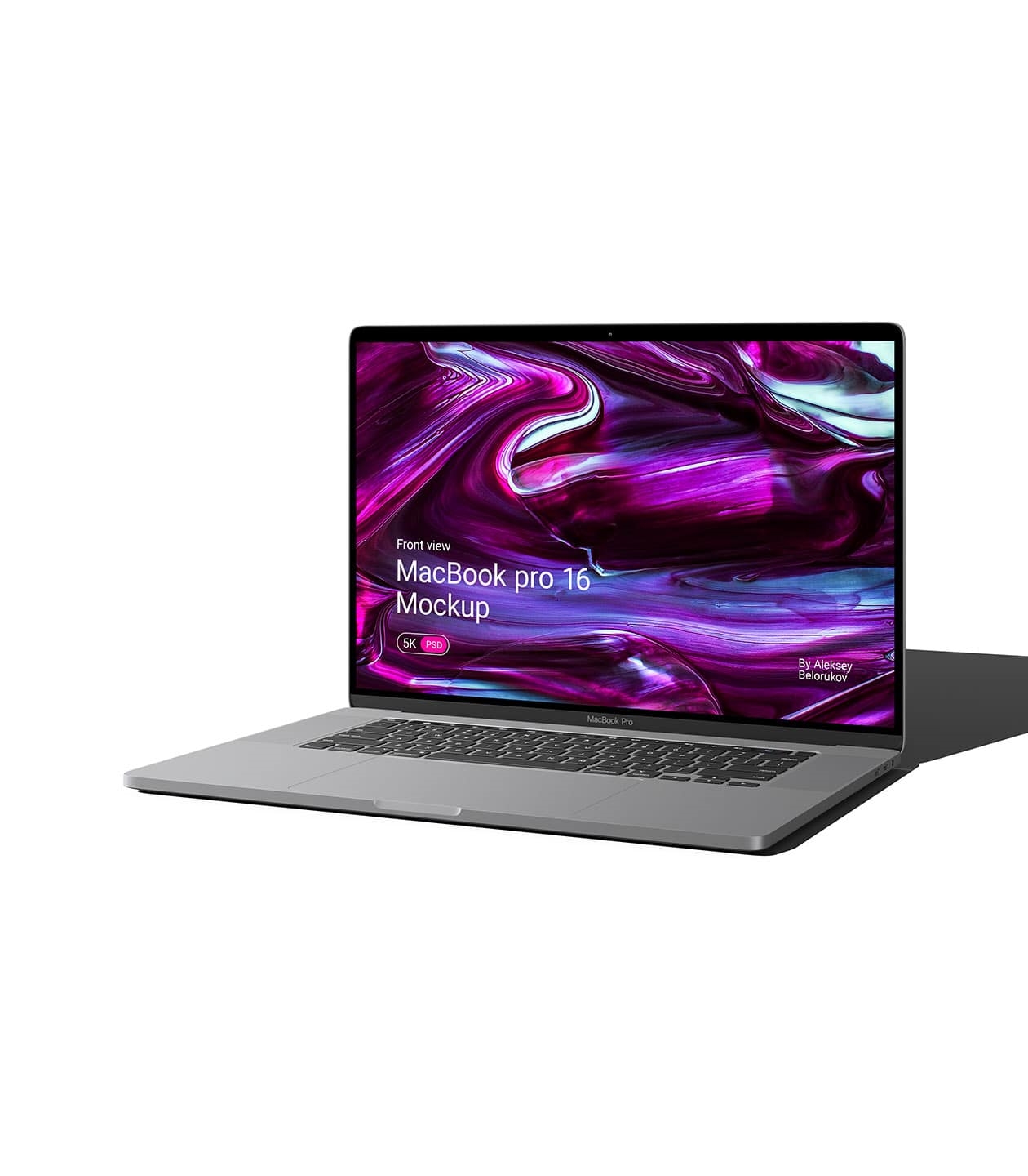 Front View of Open MacBook Pro 16 Mockup FREE PSD