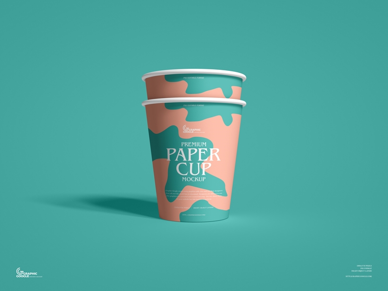 Front View of Stacked Paper Cup Mockup FREE PSD