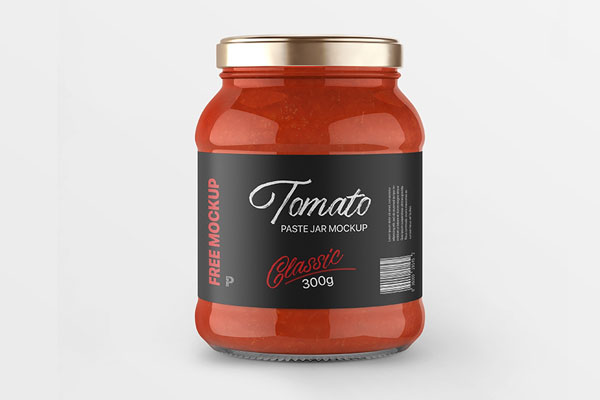 Front View of Tomato Paste Jar Mockup FREE PSD