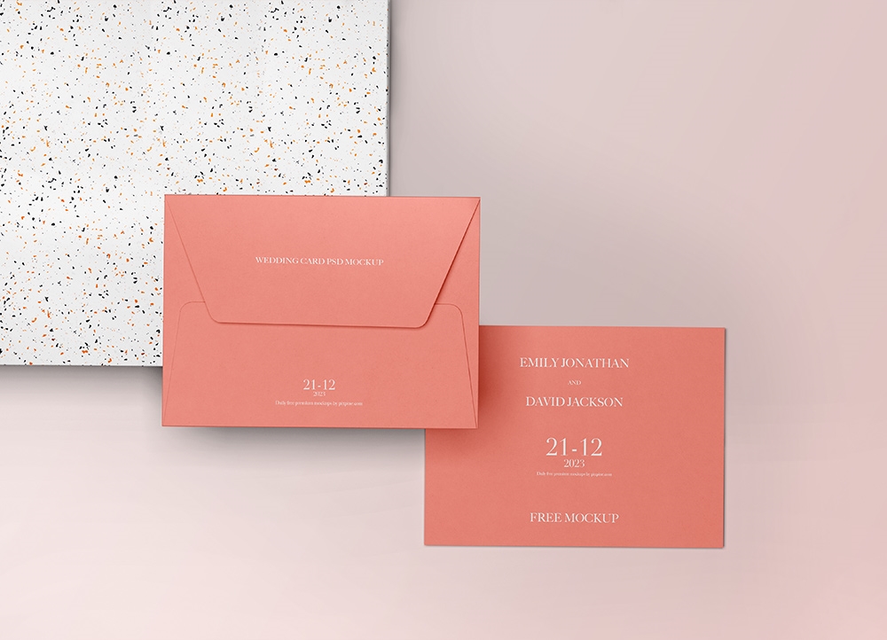 Front View Of Wedding Card Envelope Mockup (FREE) | Resource Boy