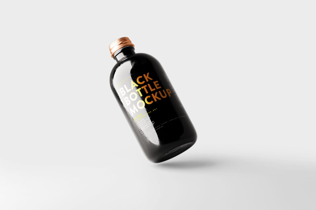 Glass Bottle Mockup of 5 Different Views FREE PSD