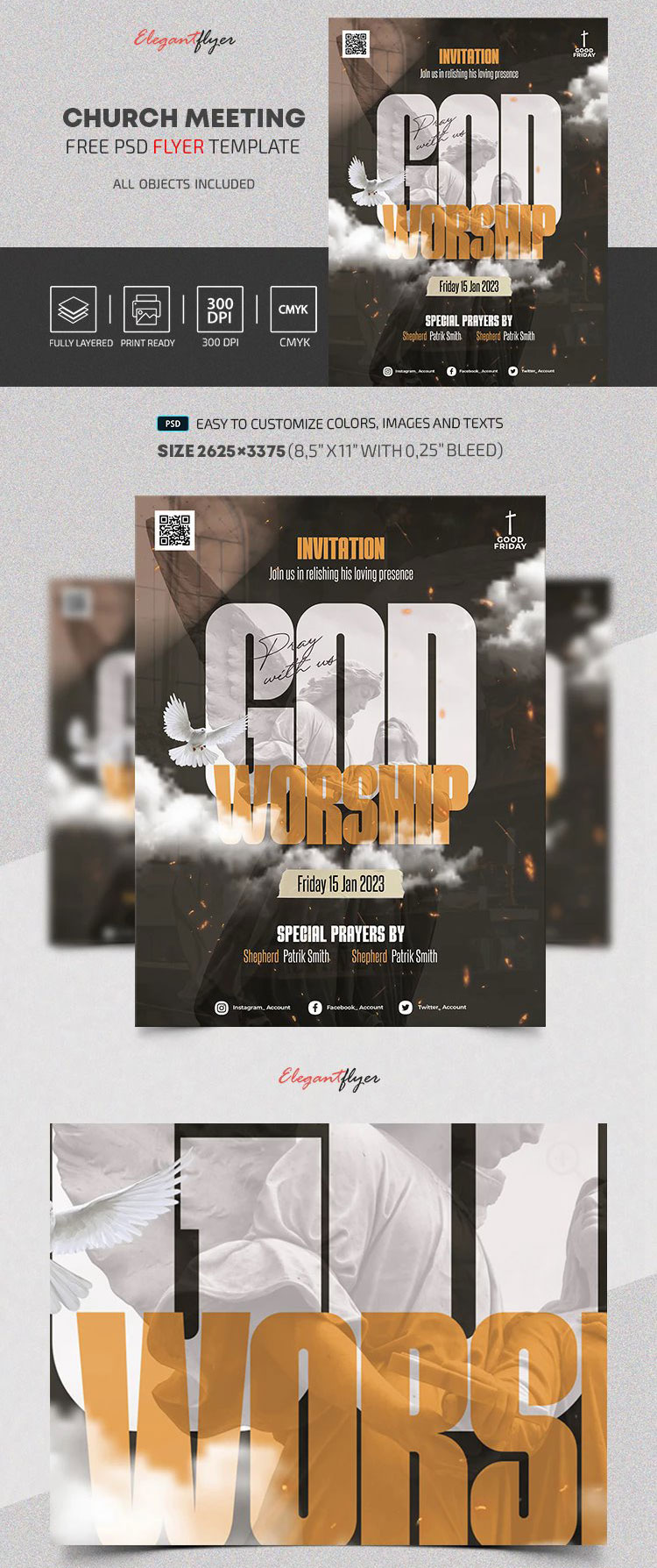 Glitter Modern Church Meeting Flyer Template Free Download | Resource Boy