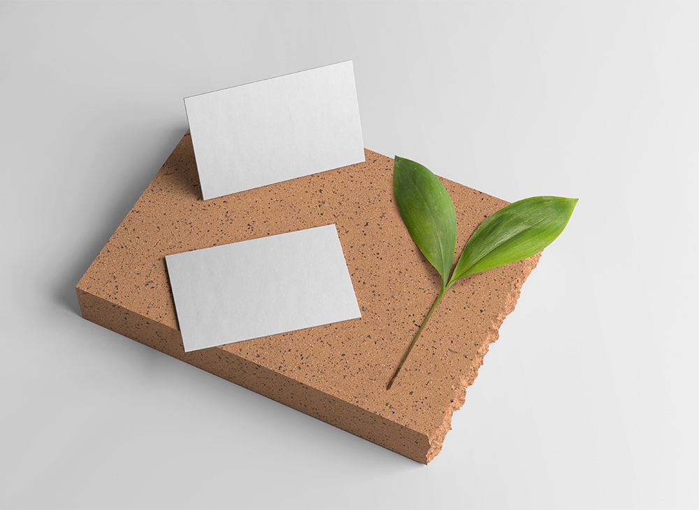 Perspective View of 2 Business Cards Mockup FREE PSD