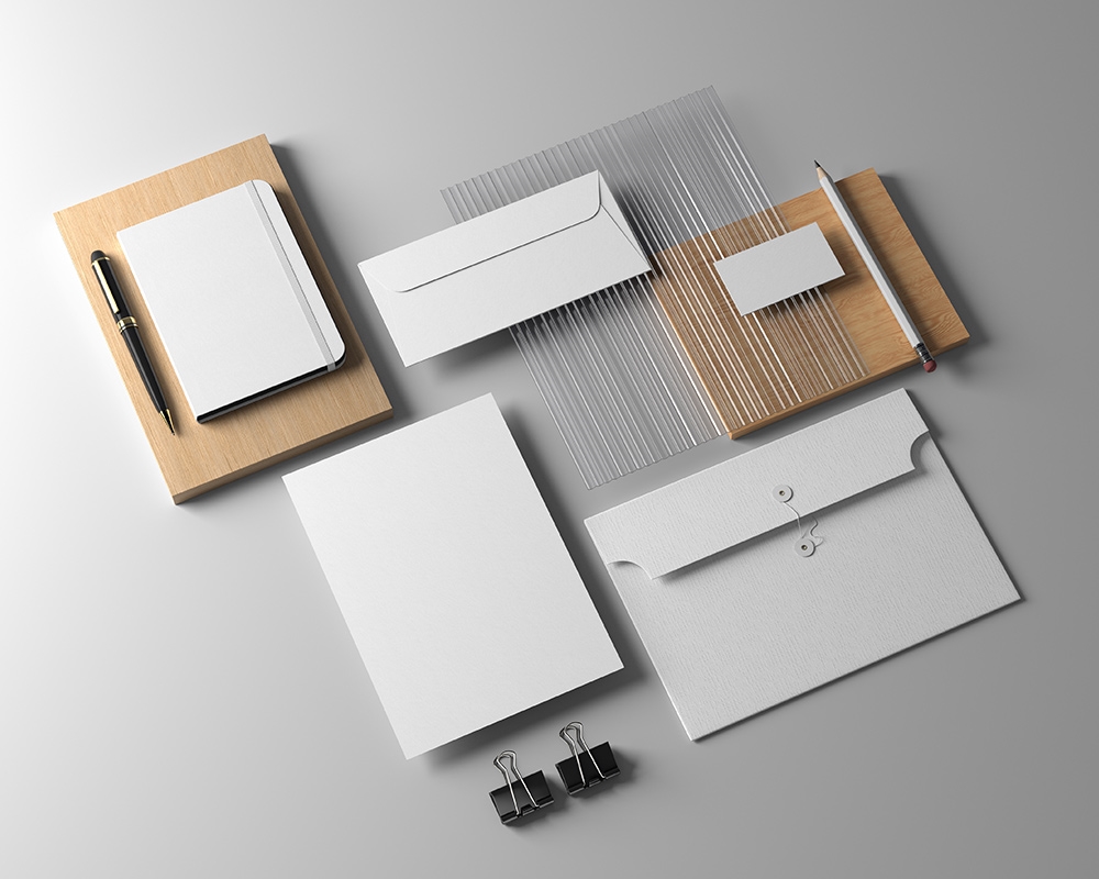 Perspective View of a Modern Stationery Mockup FREE PSD