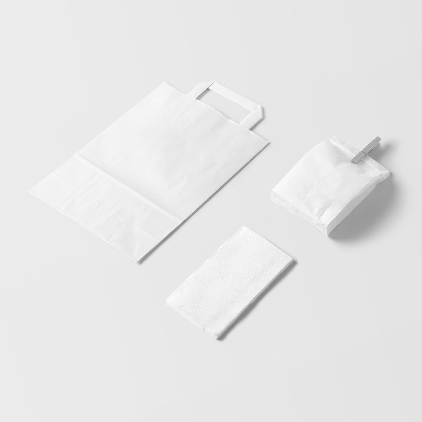 Perspective View of a Paper Bags and Napkin Mockup FREE PSD