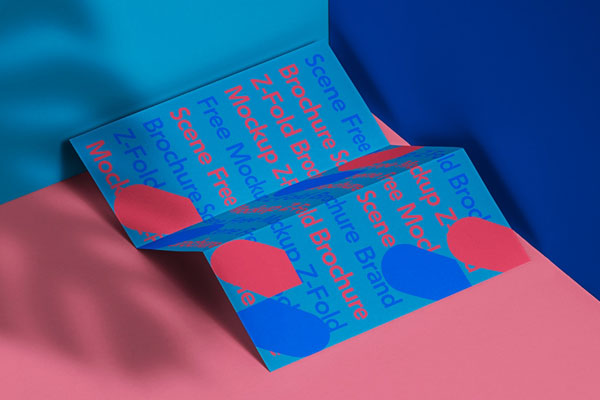 Side View of Z Fold Brochure Mockup FREE PSD