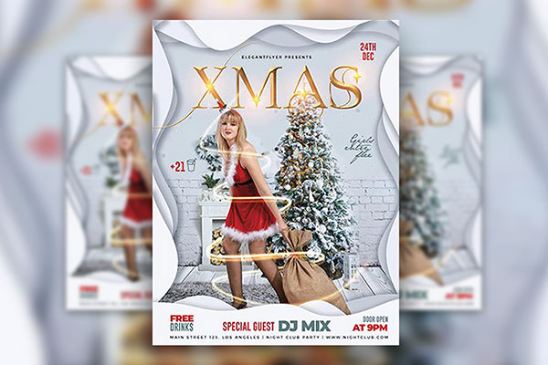 Stylish Festive Christmas Flyer Template FREE PSD