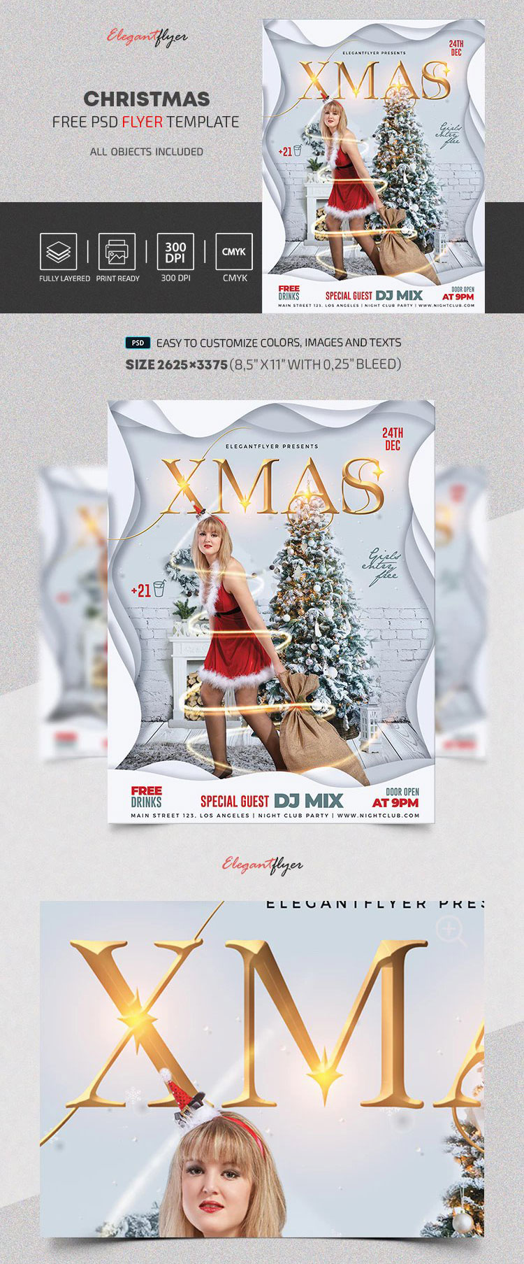 Stylish Festive Christmas Flyer Template FREE PSD