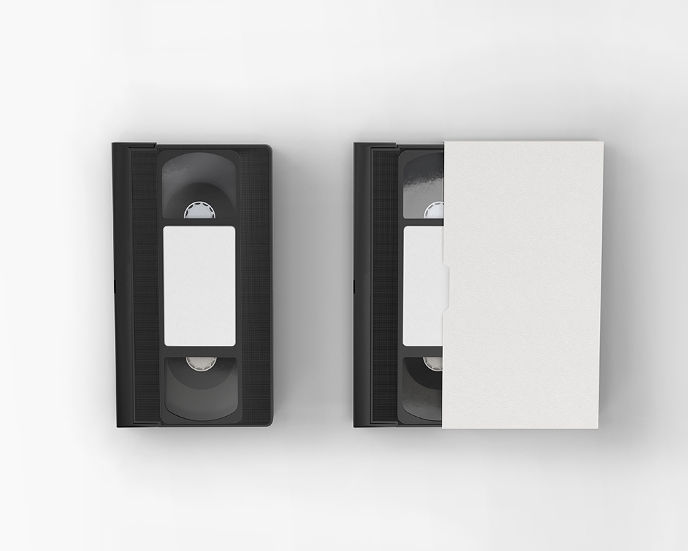 Top View of 2 Vintage VHS Cassettes Mockup FREE PSD