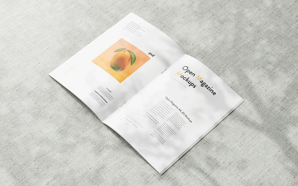 Top View of Open Animated Magazine Mockup Free Download | Resource Boy