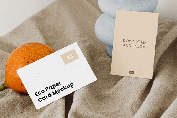 2 Eco Paper Cards Mockups in Perspective View FREE PSD