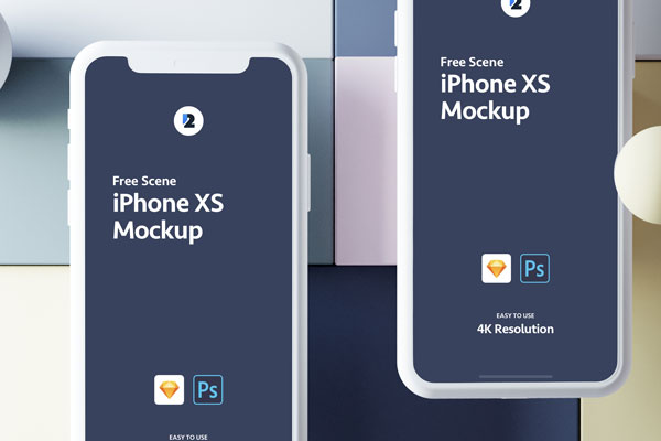 2 Mockups of iPhone XS Scene on Different Angles FREE PSD