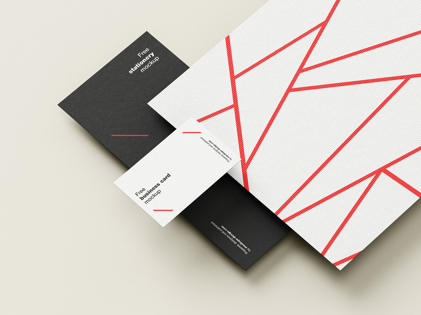 5 Mockups of Stationery Set Featuring Textured Papers FREE PSD