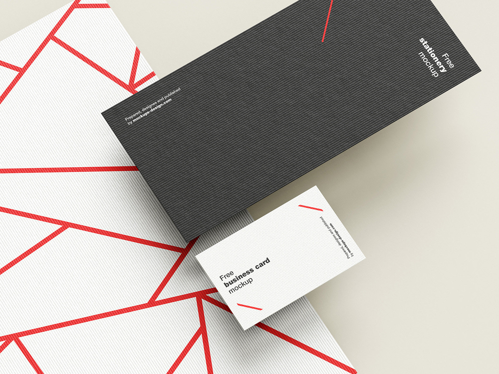 5 Mockups of Stationery Set Featuring Textured Papers FREE PSD