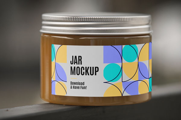 Close-up View of Rounded Glass Jar Mockup FREE PSD