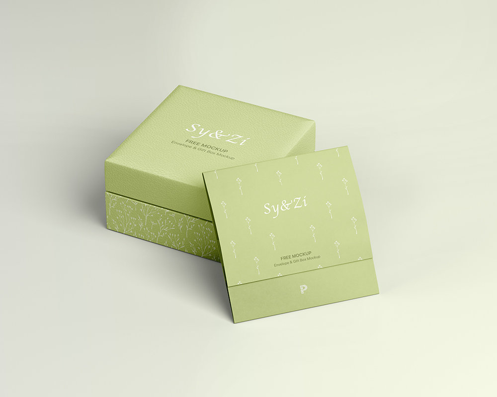 Envelope and Gift Box Mockup from Perspective Sight Free Download ...