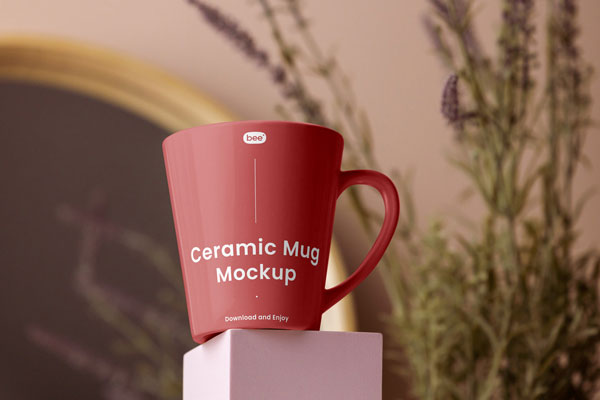 Fornt Sight of Taper Ceramic Mug Mockup FREE PSD