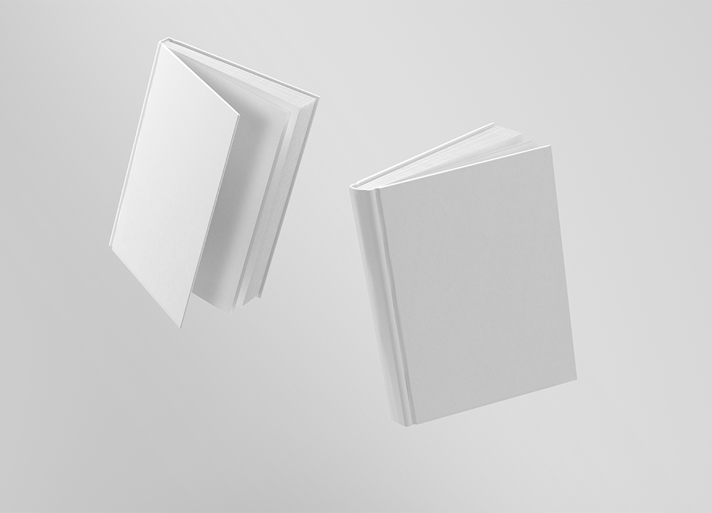 Front Sight of 2 Floating Hardcover Notebook Mockup FREE PSD