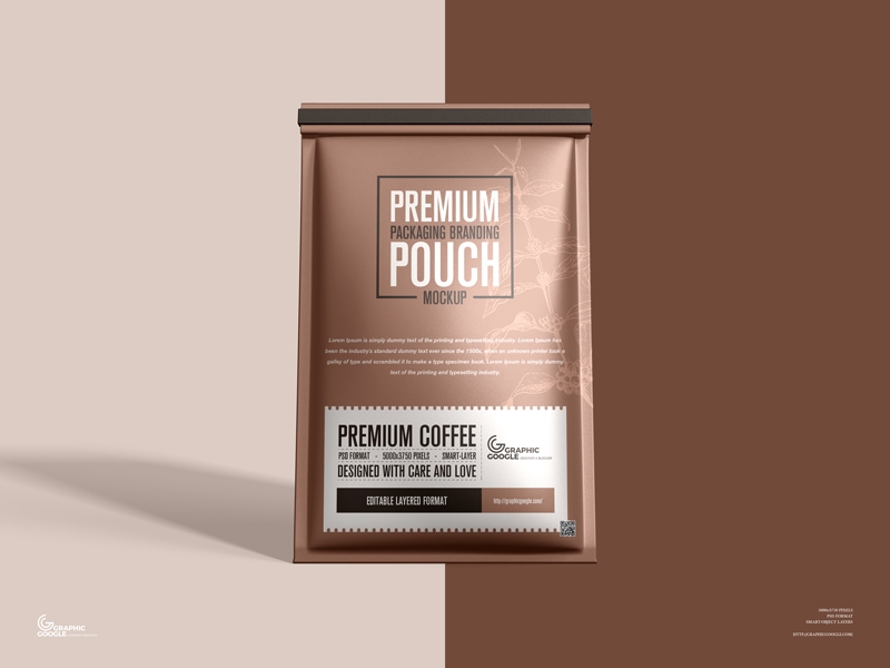 Front Sight of Packaging Branding Pouch Mockup FREE PSD