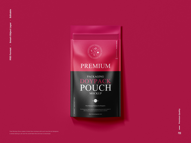 Front Sight of Packaging Doypack Pouch Mockup FREE PSD