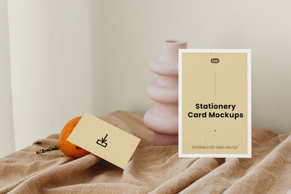 Front Sight of Stationery Paper Cards Mockup FREE PSD