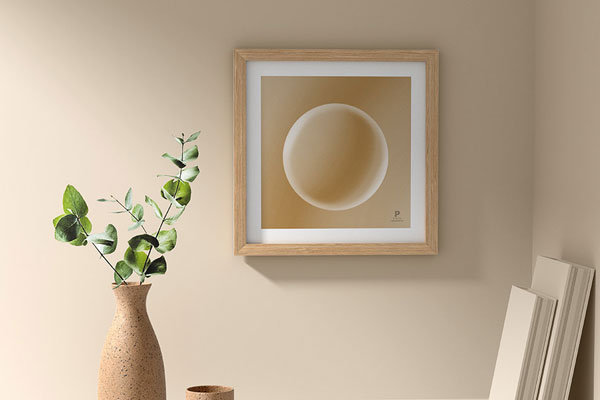 Front View of a Wooden Square Picture Frame Mockup FREE PSD