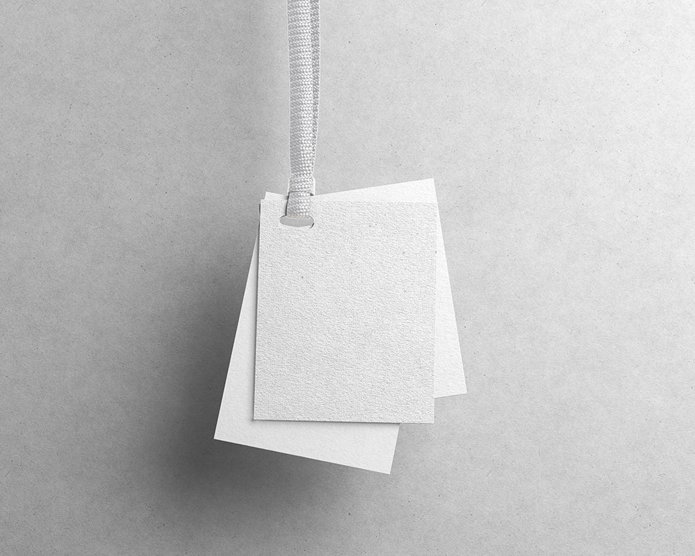 Front View of Hanging Label Tags Mockup FREE PSD
