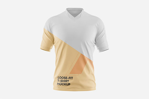 Front View of Loose Fit T-shirt Mockup FREE PSD