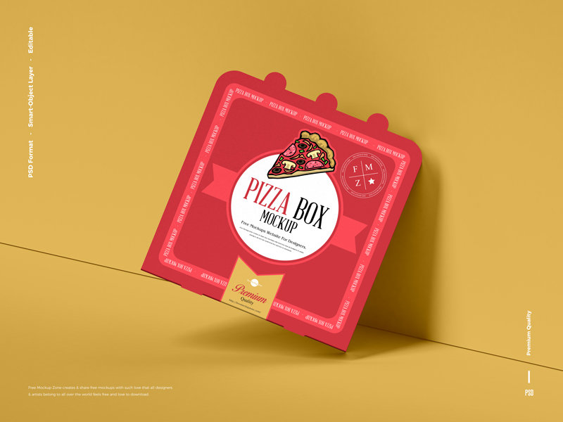 Front View of Modern Packaging Pizza Box Mockup FREE PSD
