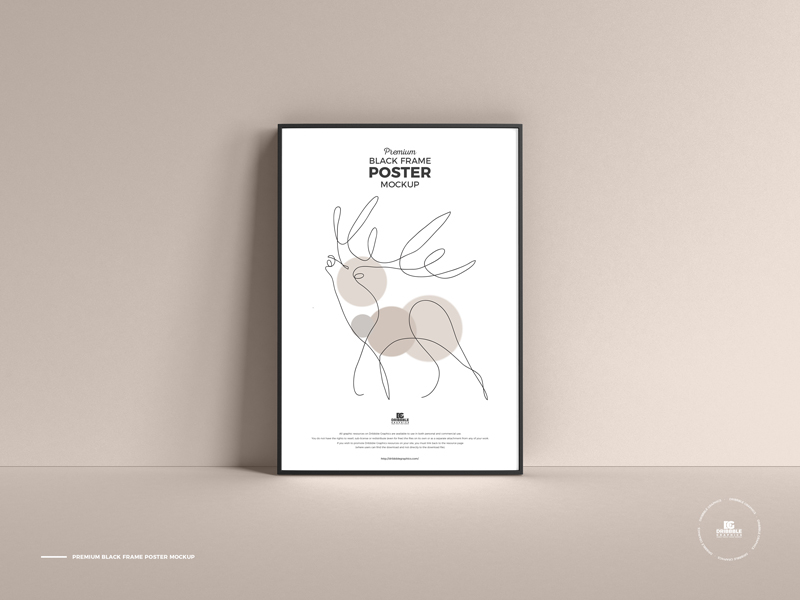 Front View of Vertical Frame Poster Mockup FREE PSD