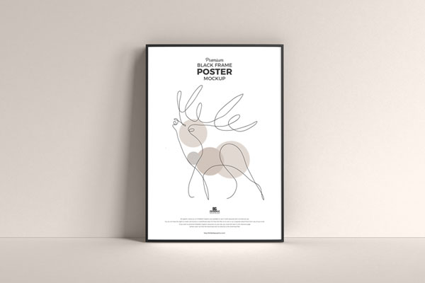 Front View of Vertical Frame Poster Mockup FREE PSD