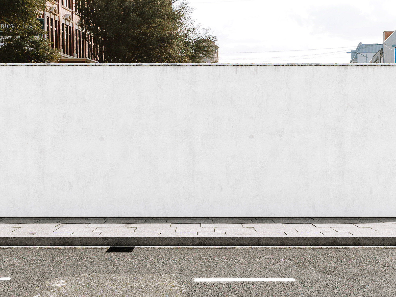 Front View of Wide Street Wall Mockup FREE PSD