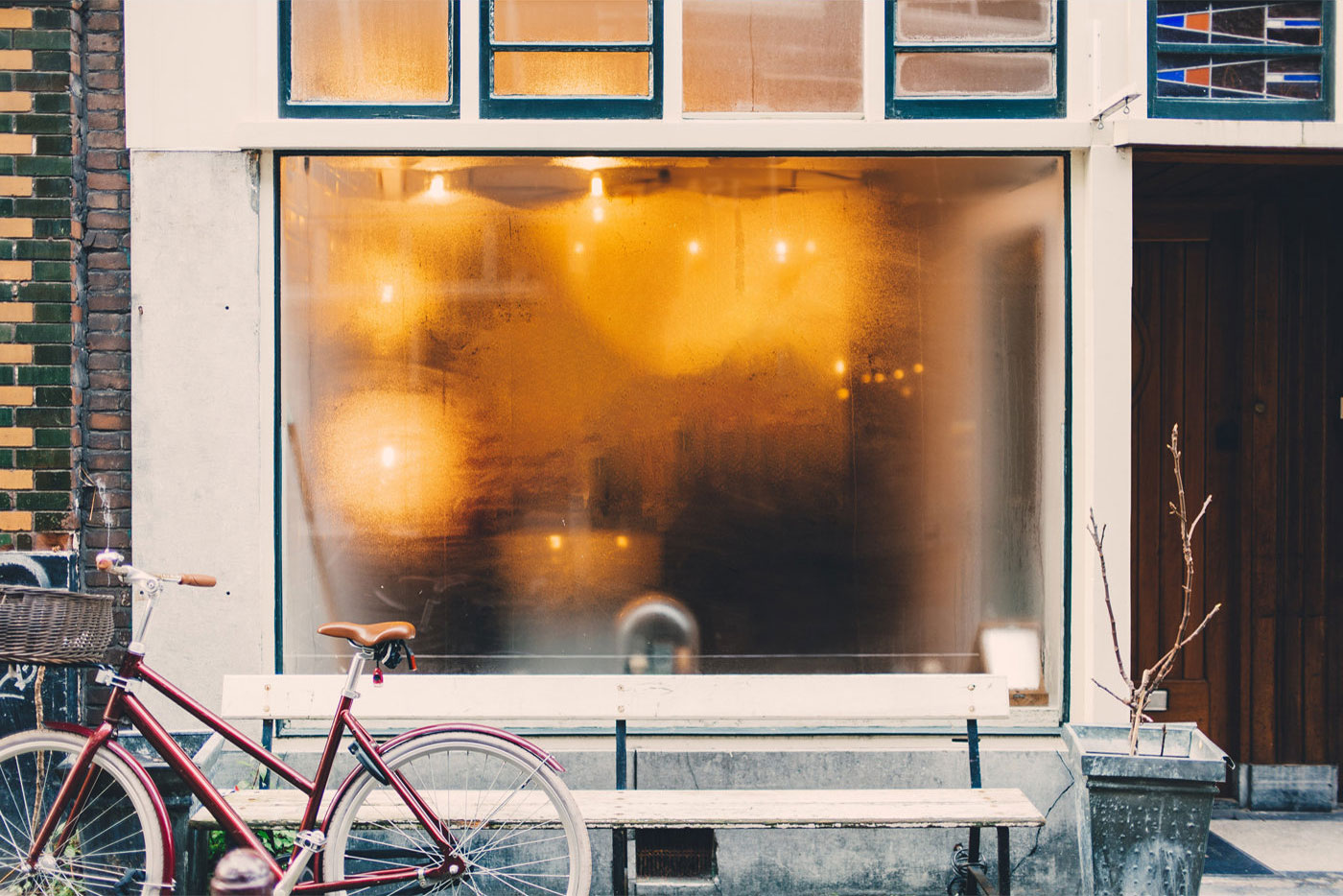 Front View Steamed Window Mockup with a Bicycle FREE PSD