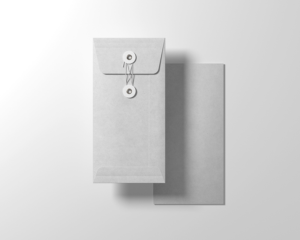 Mockup of DL Size String Envelope in Front View FREE PSD
