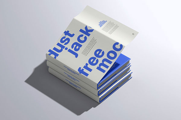Perspective Sight of Hardcover Dust Jacket Book Mockup FREE PSD