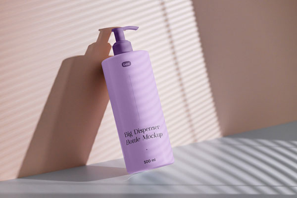 Perspective Sight of Standing Dispenser Bottle Mockup FREE PSD