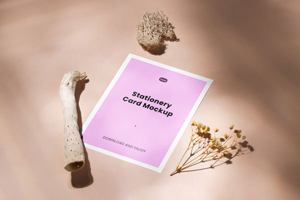 Perspective Sight of Stationery Paper Card Mockup FREE PSD